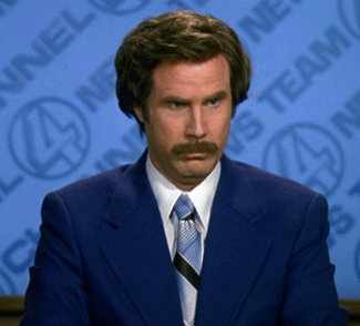 An animated reaction gif featuring Ron Burgundy (Will Ferrell) from Anchorman saying, "I don't believe you."